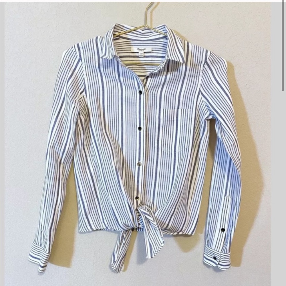 Madewell Tie Front Striped Shirt
